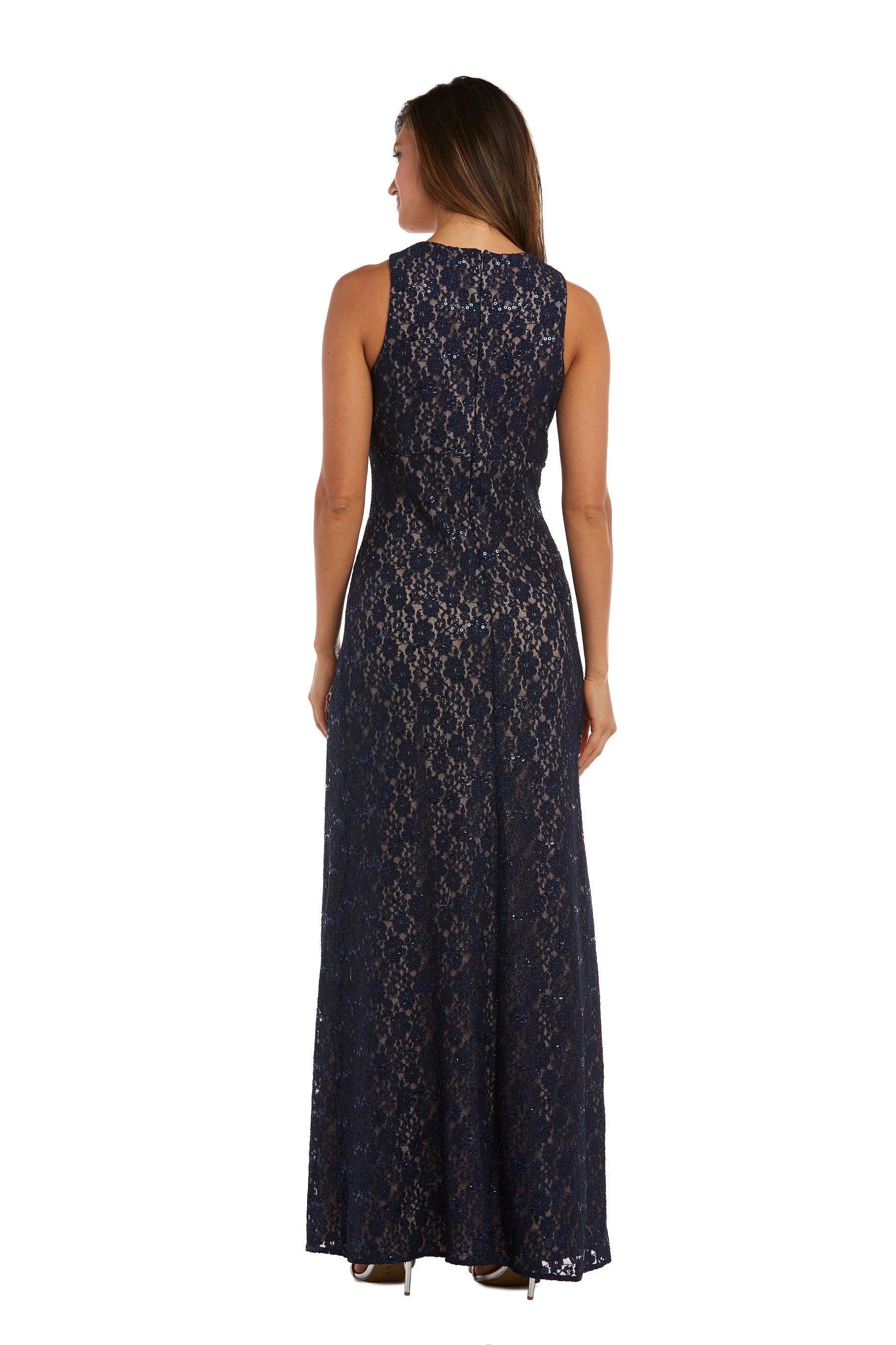 Nightway Long Formal Glitter Lace Petite Gown 21547P - The Dress Outlet