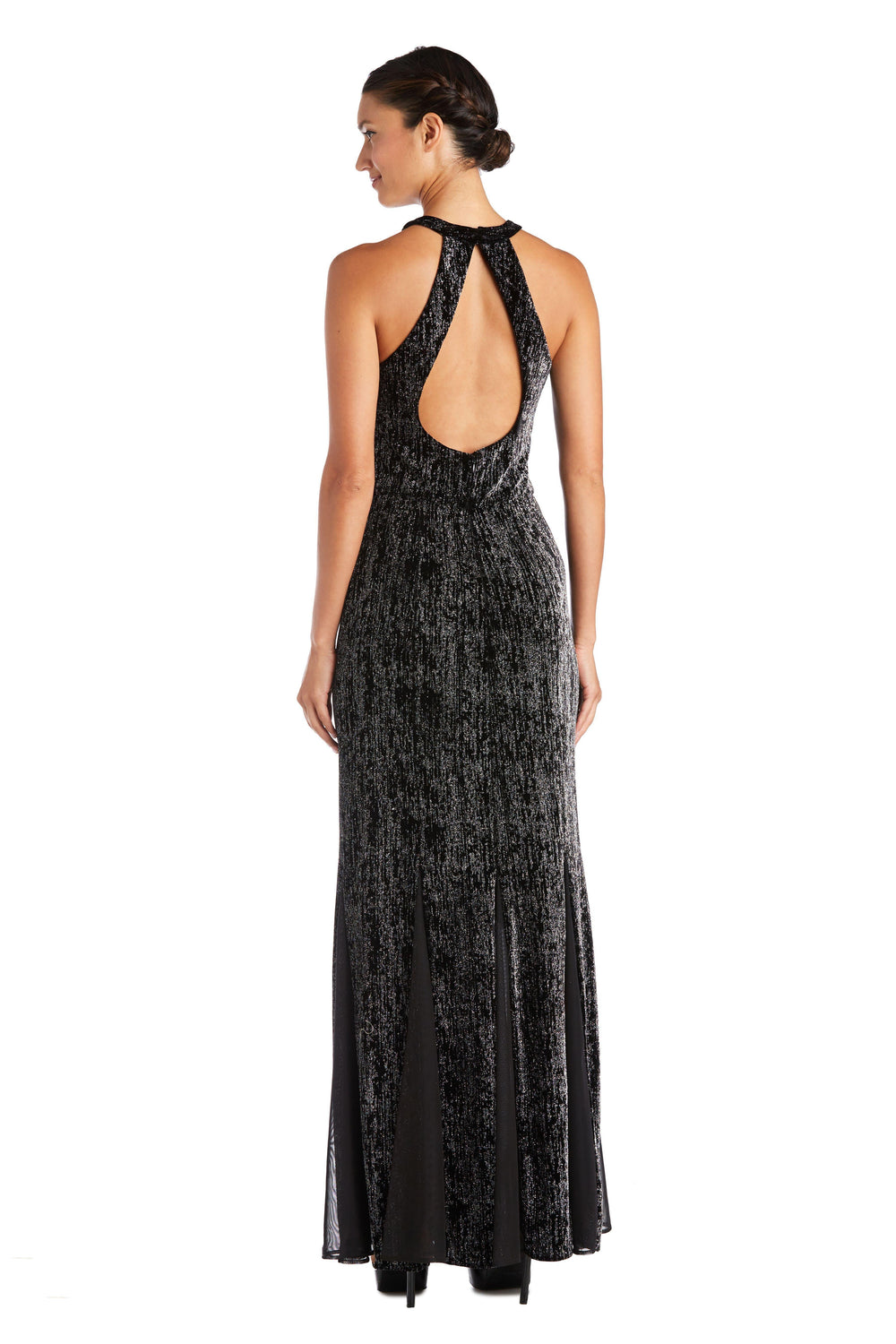 Nightway Long Formal Glitter Velvet Dress 21996 - The Dress Outlet