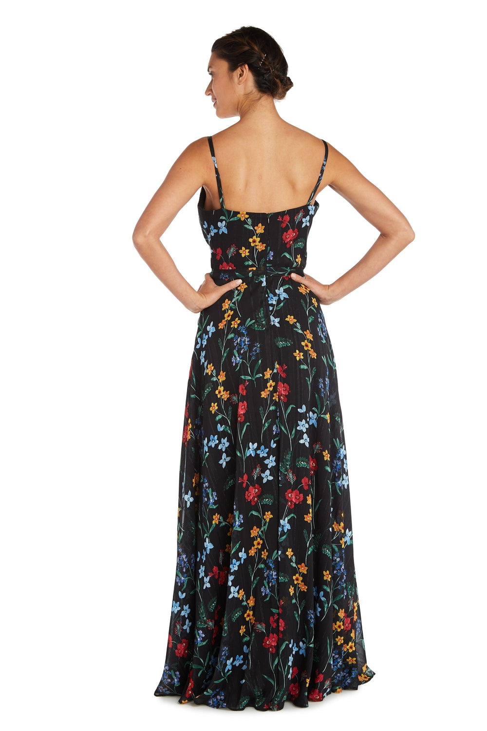 Nightway Long Spaghetti Strap Floral Dress 22040 - The Dress Outlet