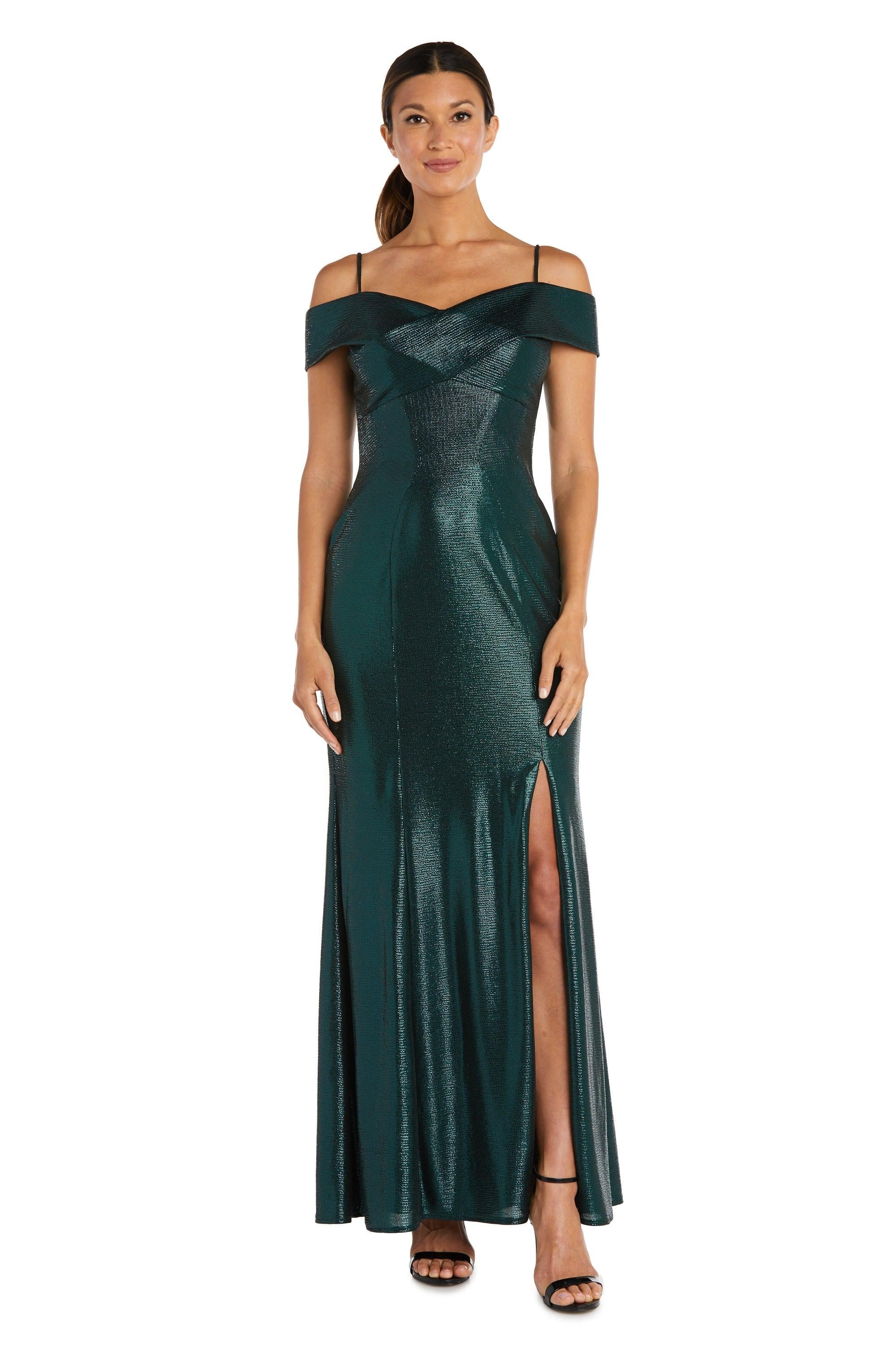 Black/Emerald Nightway Off Shoulder Long Formal Dress 21761P for $110.99, –  The Dress Outlet