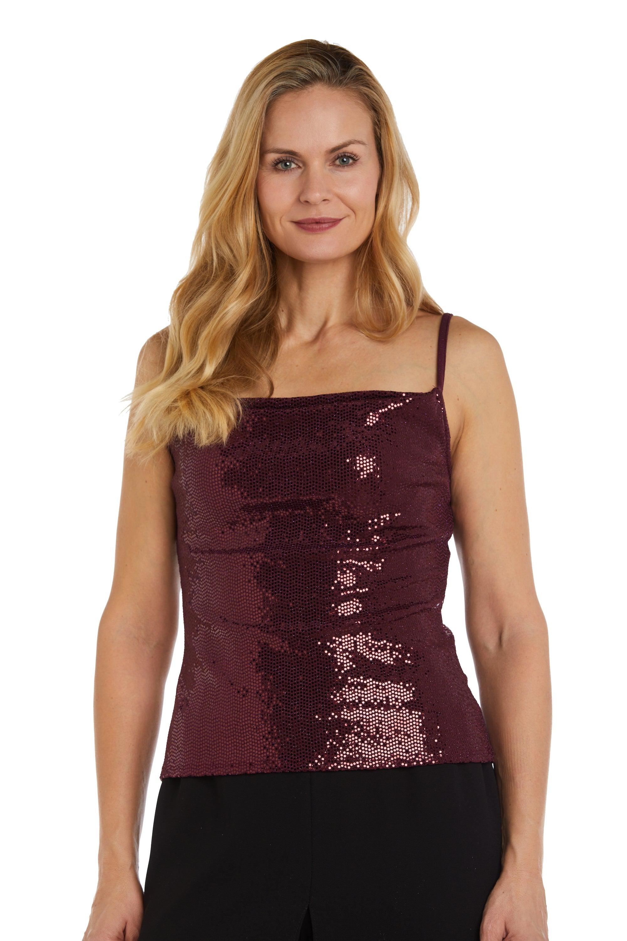 Wine Nightway Spaghetti Strap Metallic Knit Top 22117 for $43.99 – The ...