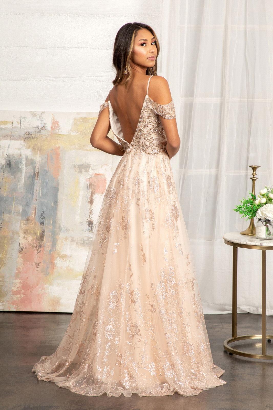 Off Shoulder A-line Long Prom Dress - The Dress Outlet