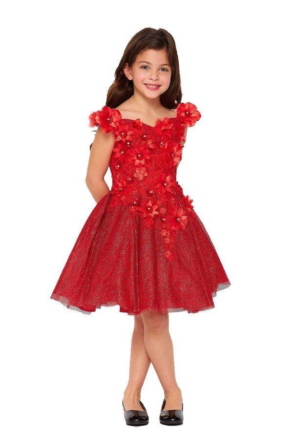 Off Shoulder Knee Length Flower Girls Dress - The Dress Outlet