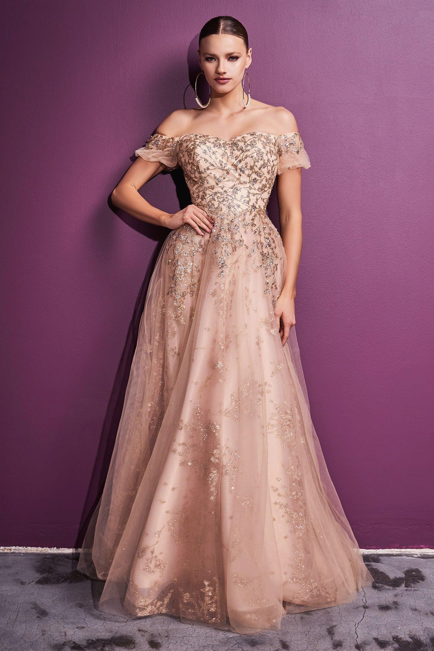 Off Shoulder Long Evening Dress - The Dress Outlet