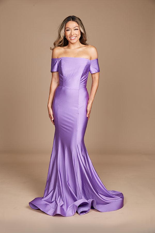 Lilac Off Shoulder Long Formal Dress Sale for $38.99 – The Dress Outlet