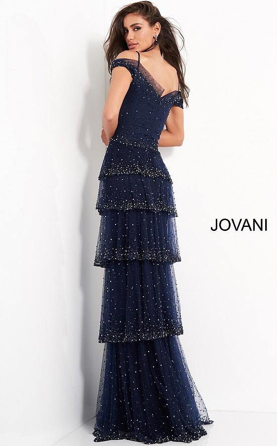 Off the Shoulder Beaded Evening Dress 04859 - The Dress Outlet