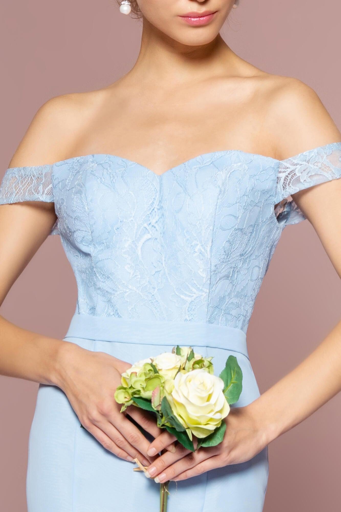 Off The Shoulder Long Evening Gown - The Dress Outlet Elizabeth K