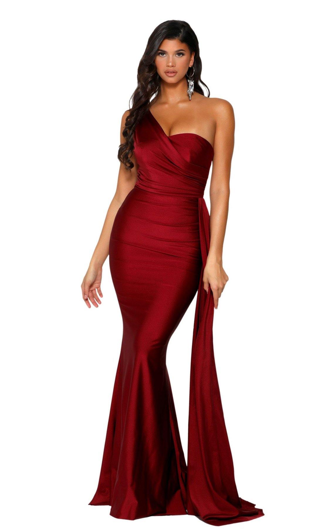 Portia and Scarlett Long Single Shoulder Prom Dress PS6321 - The Dress Outlet