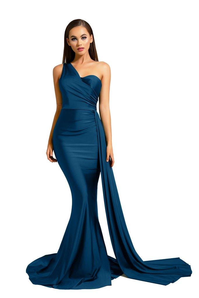 Portia and Scarlett Long Single Shoulder Prom Dress PS6321 - The Dress Outlet