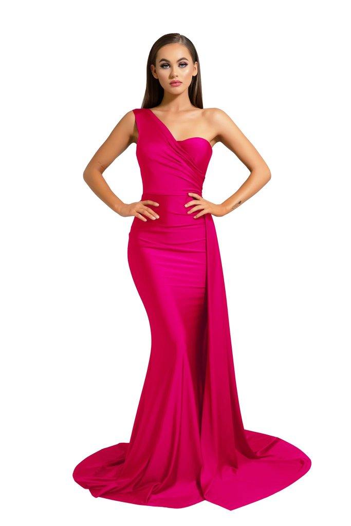 Portia and Scarlett Long Single Shoulder Prom Dress PS6321 - The Dress Outlet