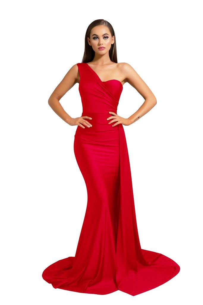 Portia and Scarlett Long Single Shoulder Prom Dress PS6321 - The Dress Outlet