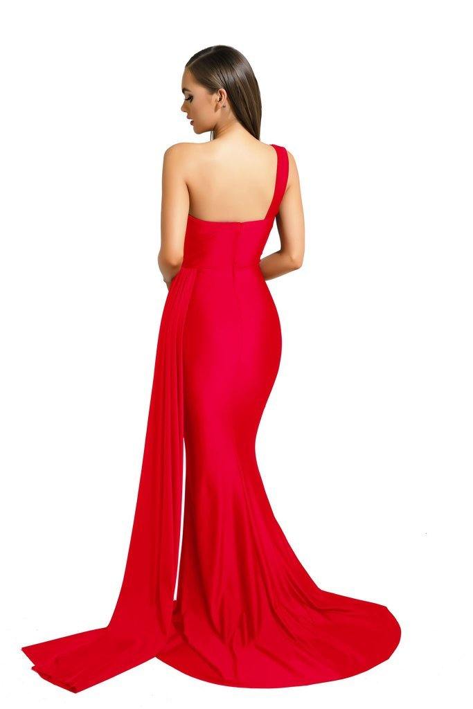Portia and Scarlett Long Single Shoulder Prom Dress PS6321 - The Dress Outlet