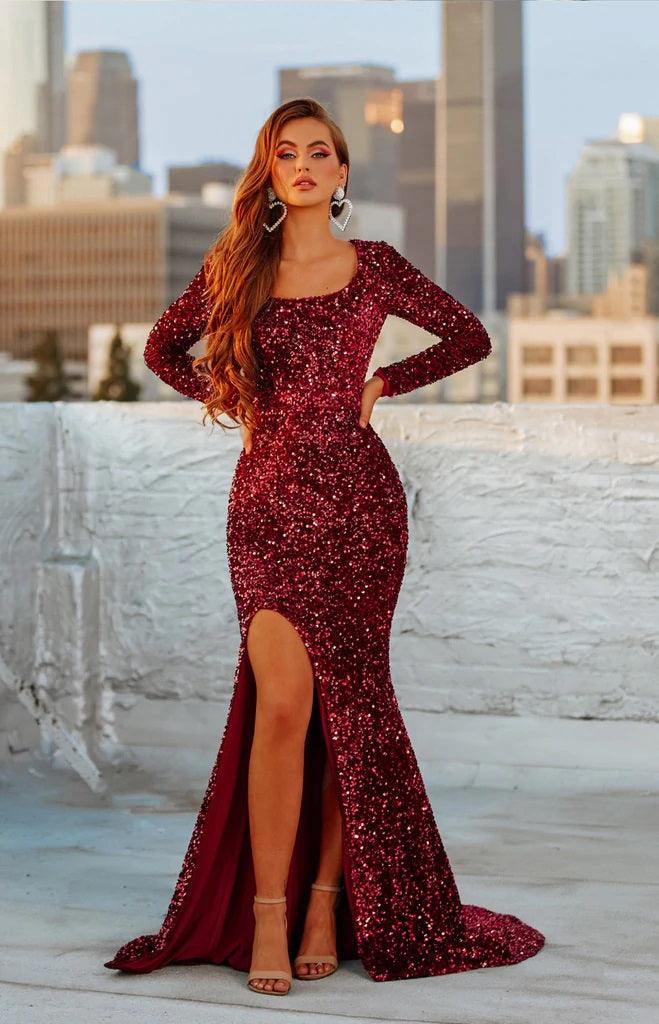 Portia Scarlett 21031 Sleeve Formal Gown | The Dress Outlet
