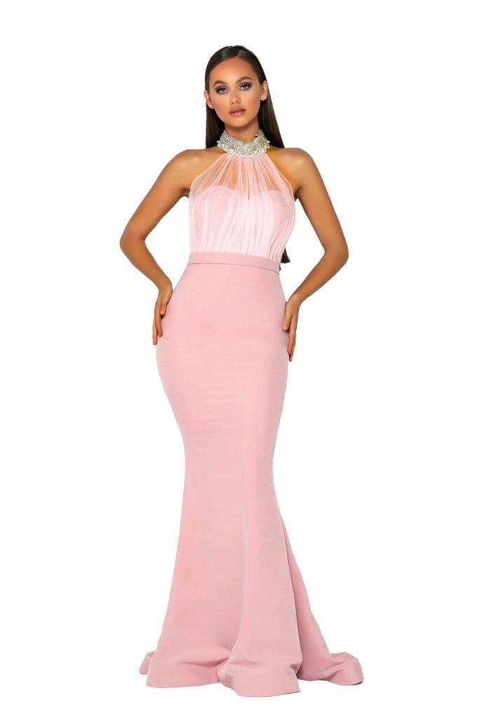 Maxi black and white prom chiffon dress 5028