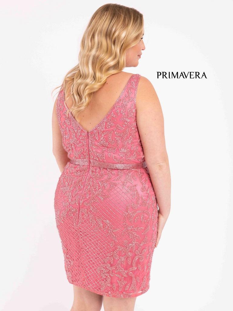 Primavera Couture Beaded Short Plus Size Dress 3884 - The Dress Outlet