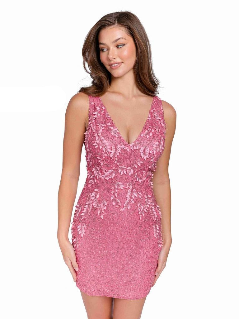 Primavera Couture Short Beaded Prom Dress 3826