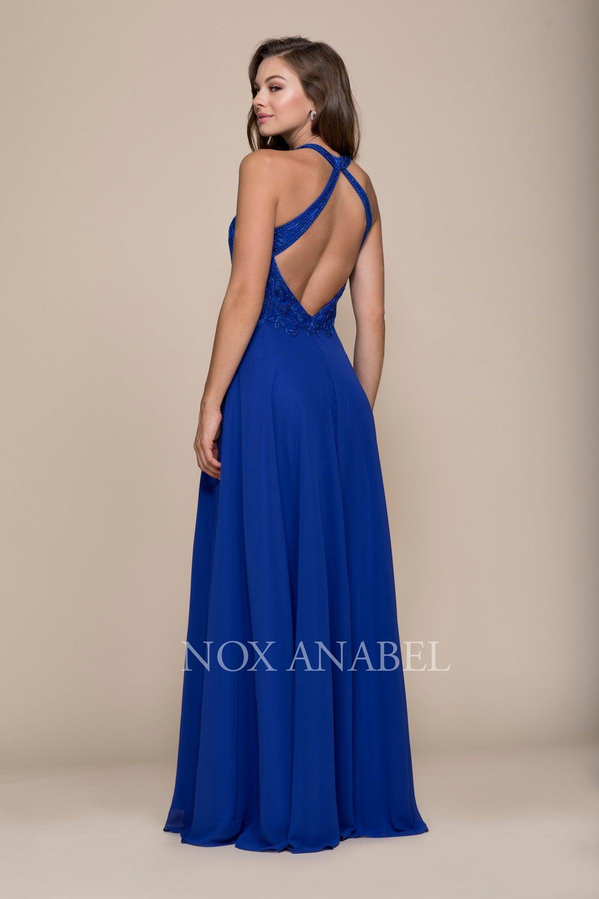 Prom Long Formal Halter Chiffon Dress - The Dress Outlet