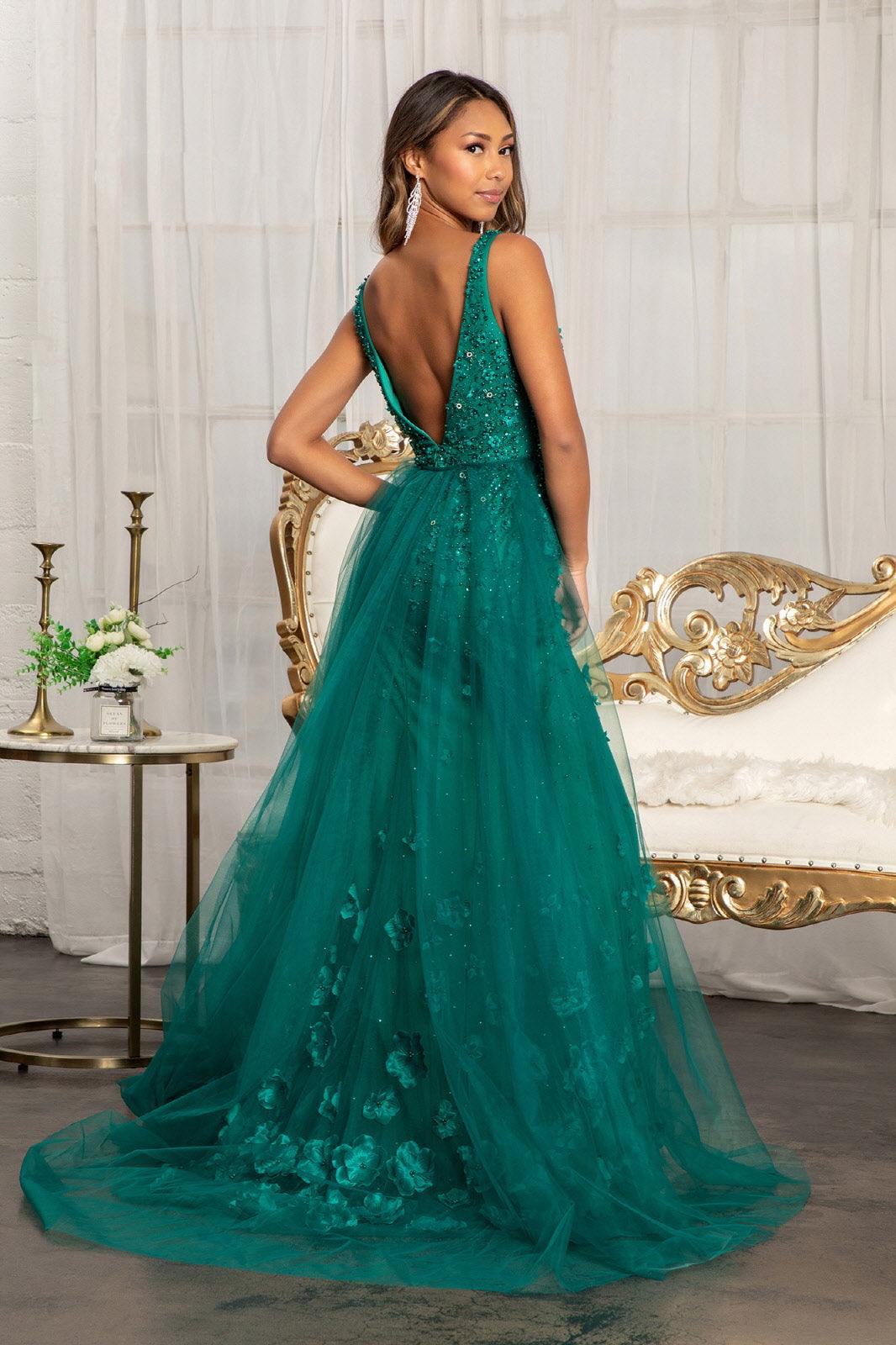 Prom Long Sleeveless Formal Mesh Mermaid Gown - The Dress Outlet
