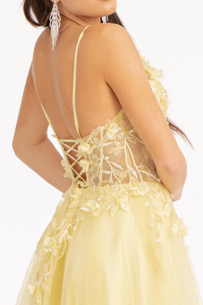 Prom Long Spaghetti Strap Mesh Formal Dress - The Dress Outlet