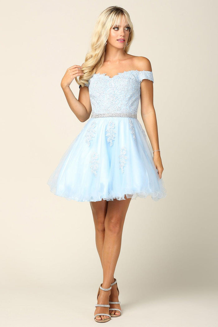 Prom Short Off Shoulder Lace Cocktail Party Dress - The Dress Outlet