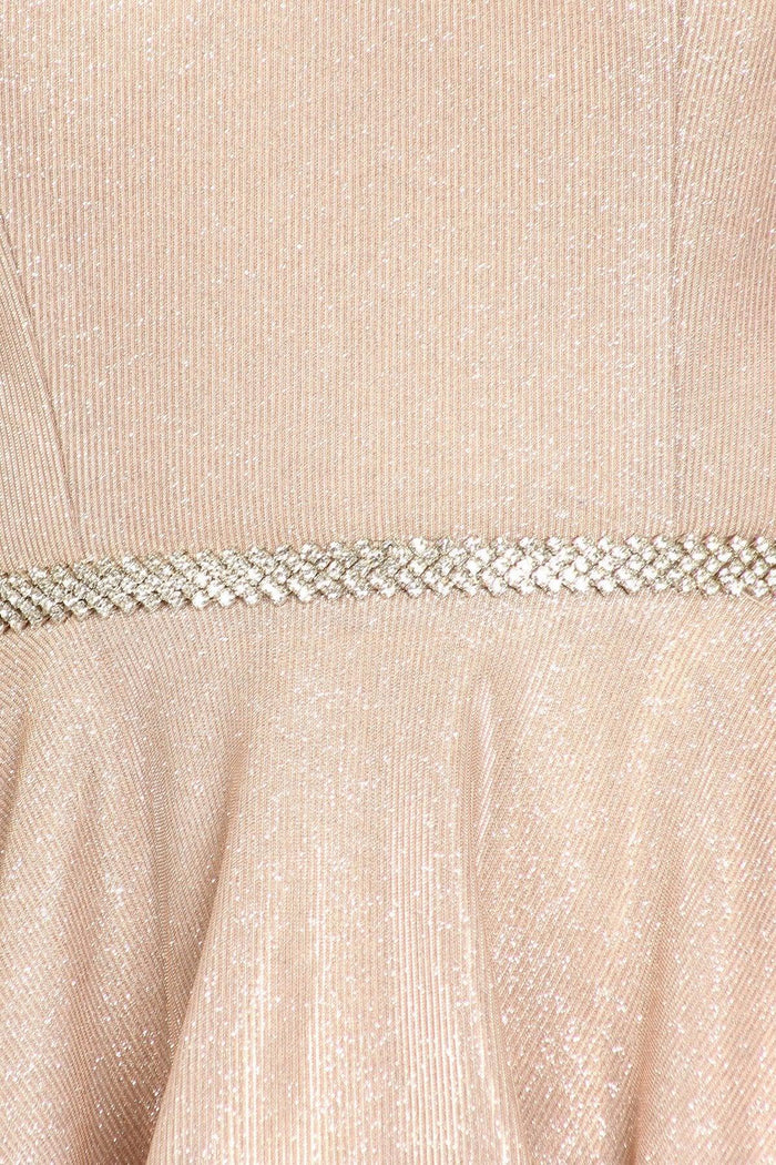 Prom Dresses Short Sleeveless Metallic Glitter Dress Rose Gold