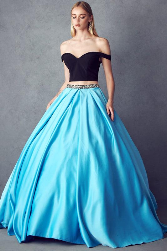 Quinceanera Long Off Shoulder Two Piece Ball | The