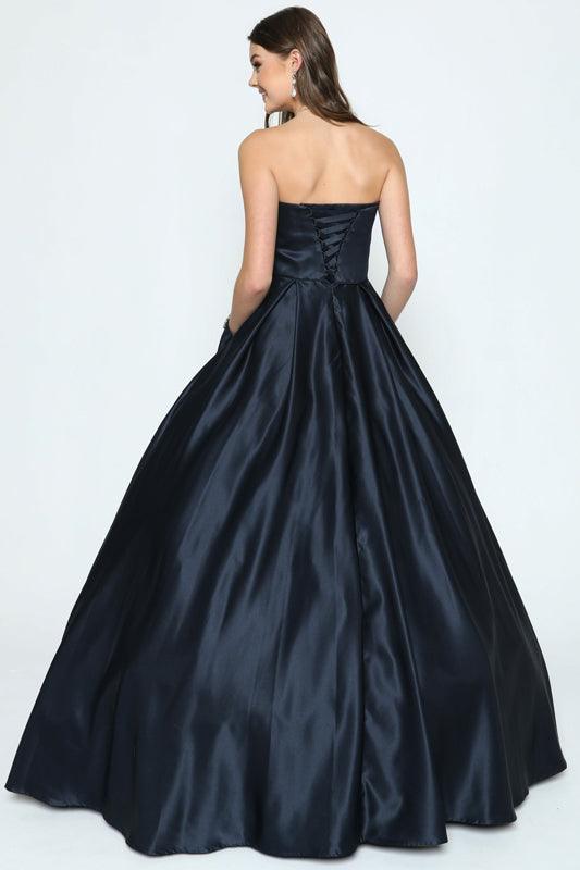 Quinceanera Prom Long Strapless Beaded Ball Gown - The Dress Outlet