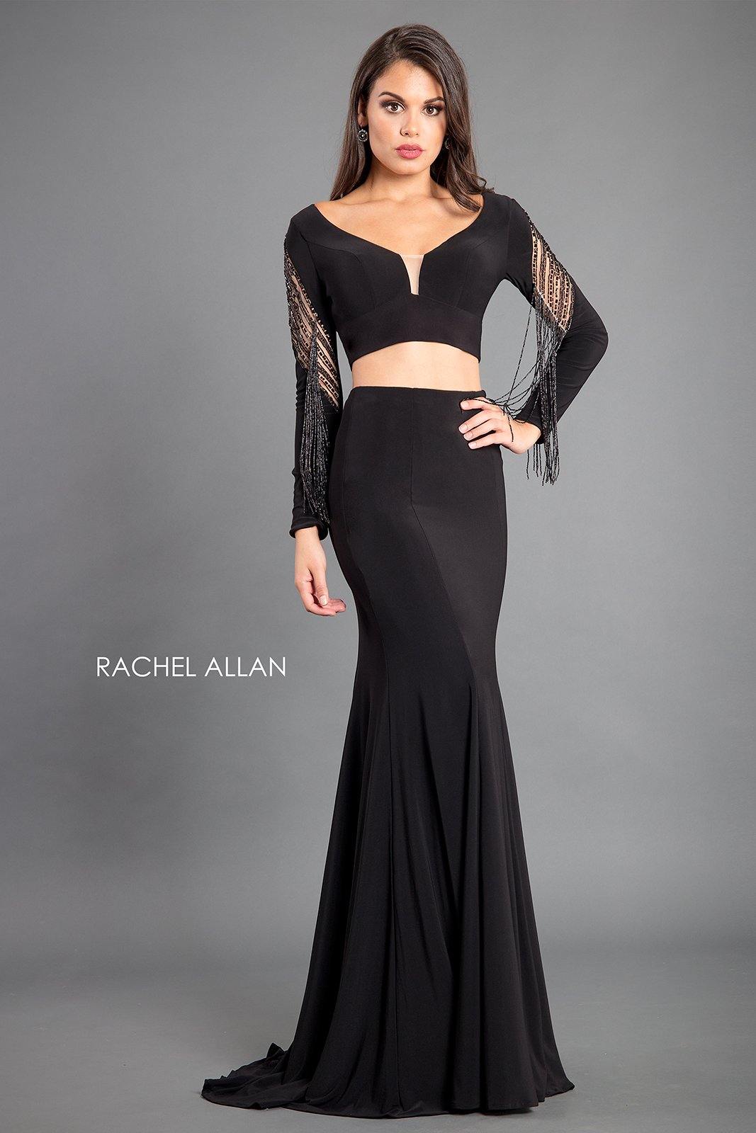 Rachel Allan Long Sexy Two Piece Prom Dress Black 0
