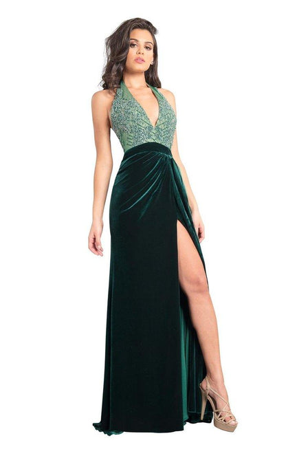 Rachel Allan Prom Long Beaded Halter Dress 8345 - The Dress Outlet