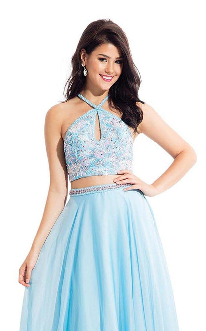 Rachel Allan Prom Long Halter Two Piece Dress 6063 - The Dress Outlet