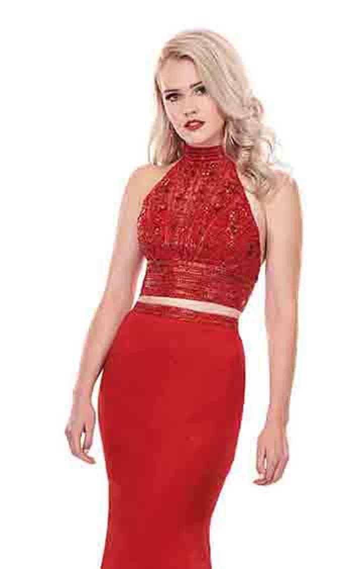 Rachel Allan Prom Long Halter Two Piece Dress 6511 - The Dress Outlet