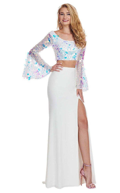 Rachel Allan Prom Long Sleeve Two Piece Dress 6492 - The Dress Outlet