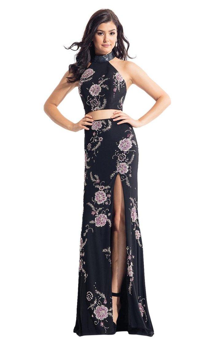 Rachel Allan Prom Long Two Piece Floral Dress 6086 - The Dress Outlet