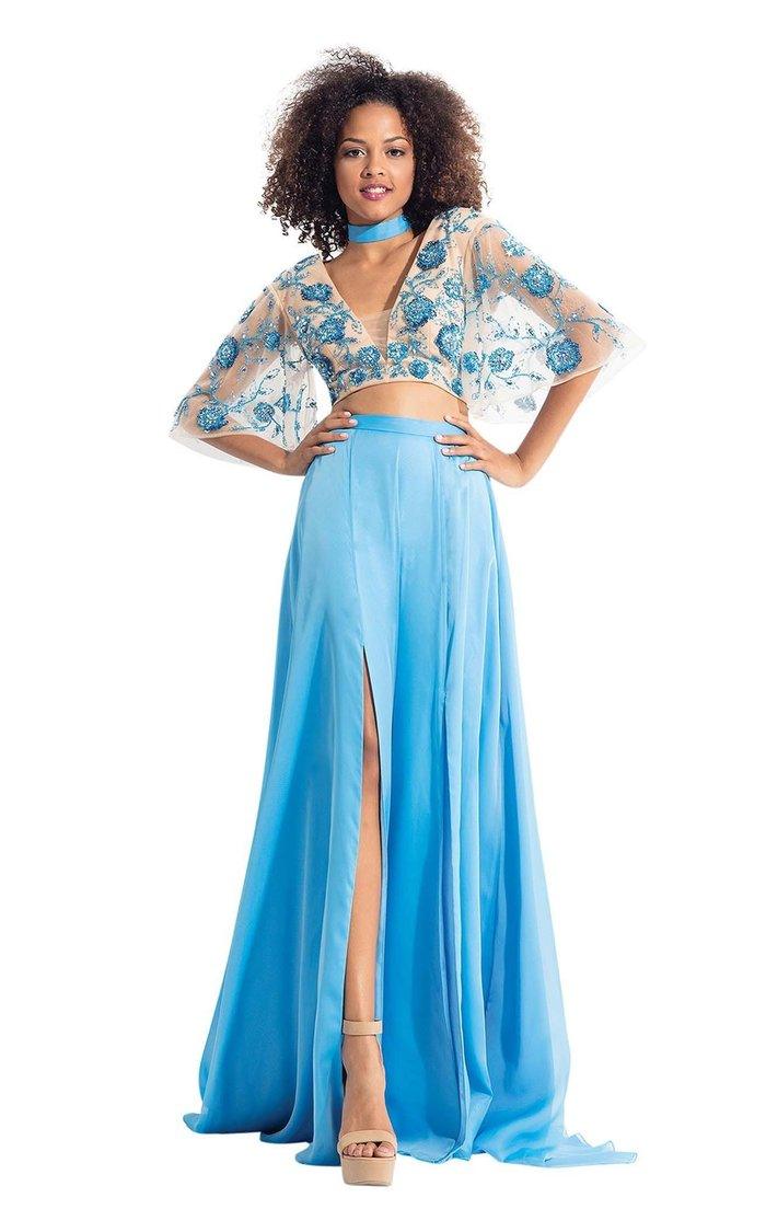 Sky Blue Rachel Allan Prom Long Two Piece Formal Dress 6157