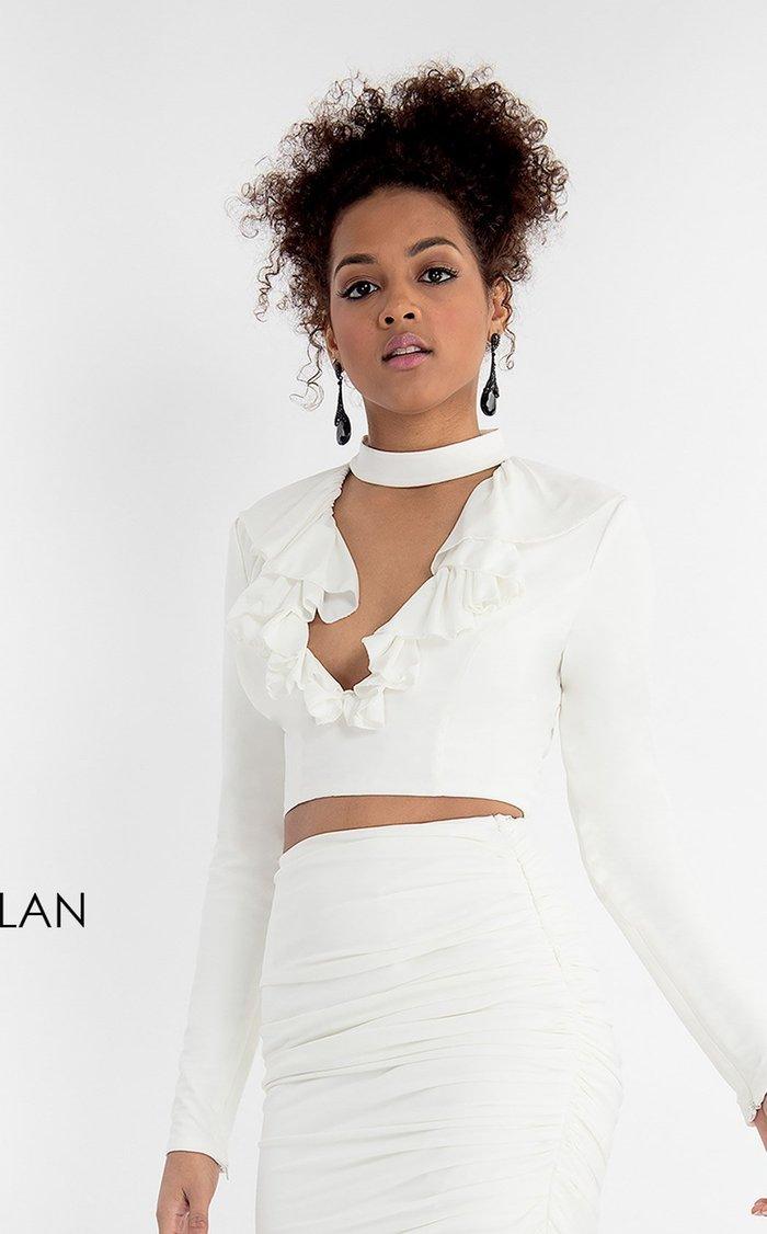 Rachel Allan Short Formal Long Sleeve Dress L1200 - The Dress Outlet