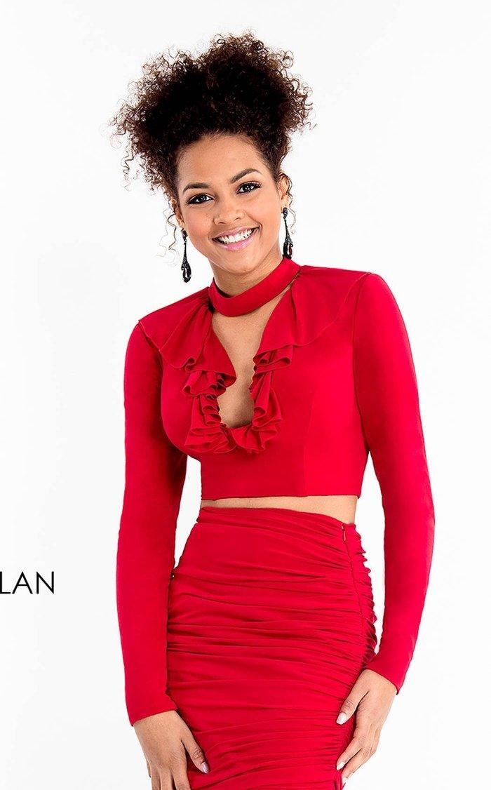Rachel Allan Short Formal Long Sleeve Dress L1200 - The Dress Outlet