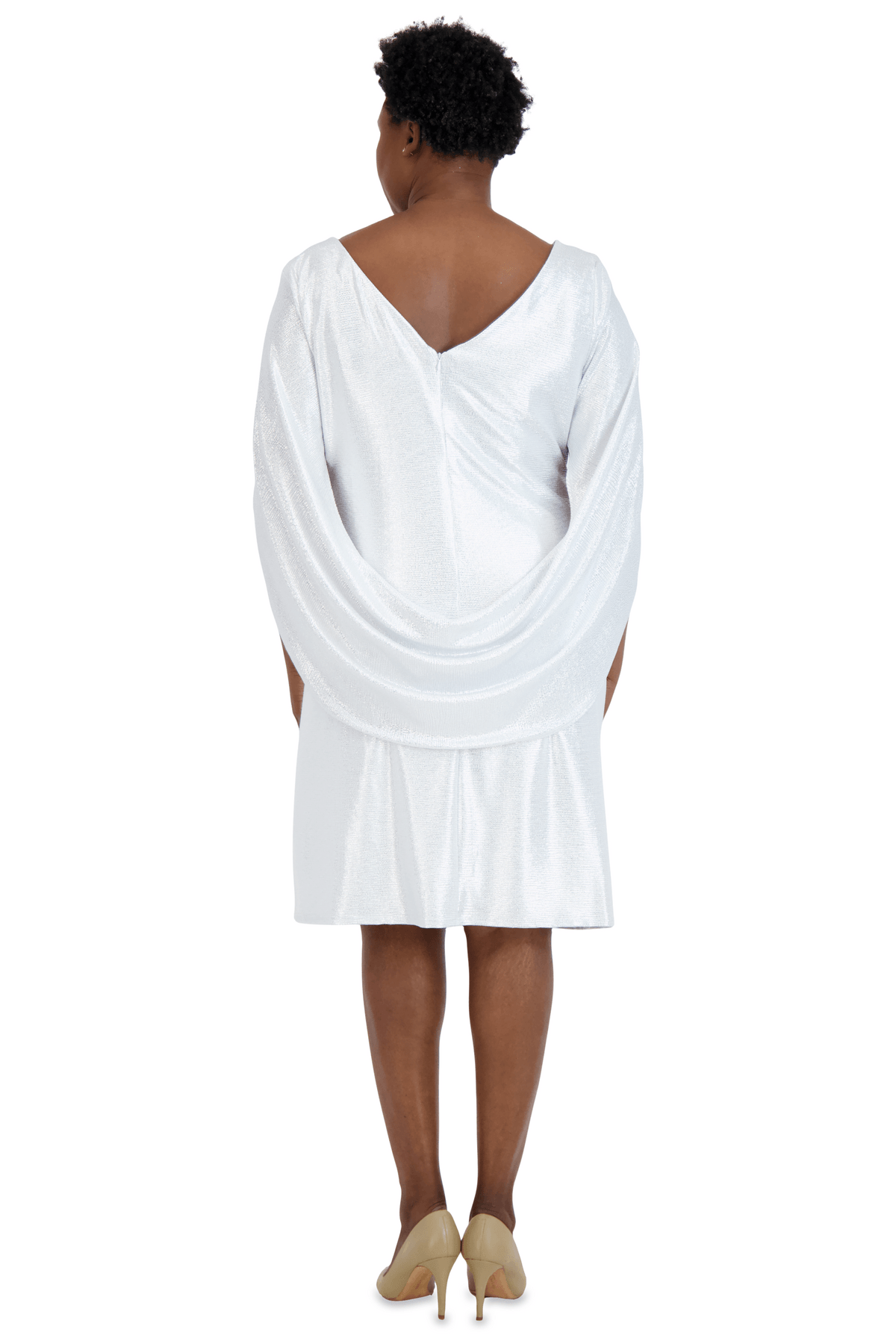 R&M Richards Draped Sleeve Short Plus Size Dress 7441W - The Dress Outlet
