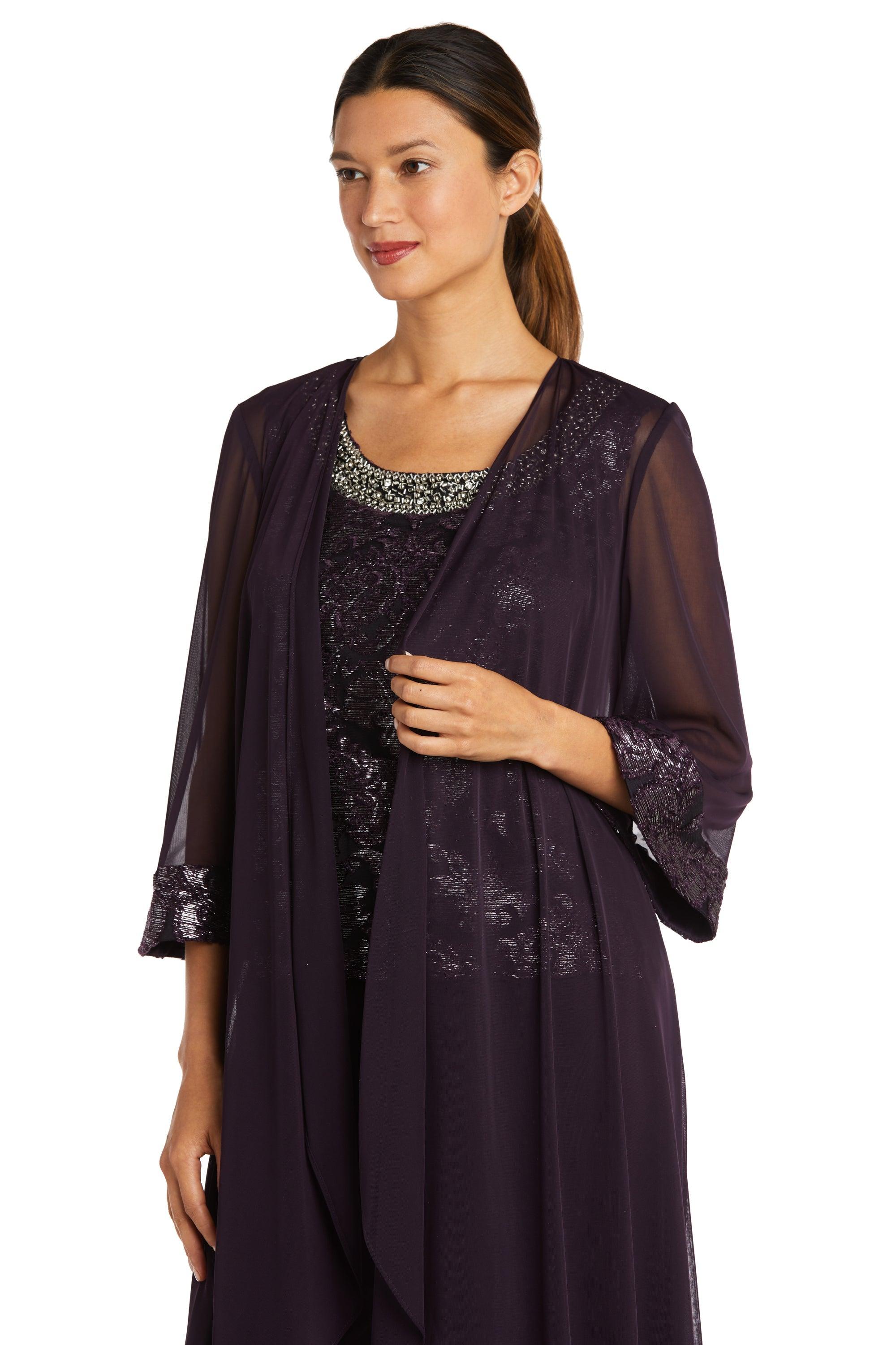 R&M Richards Formal Beaded Duster Pant Suit 7676 - The Dress Outlet