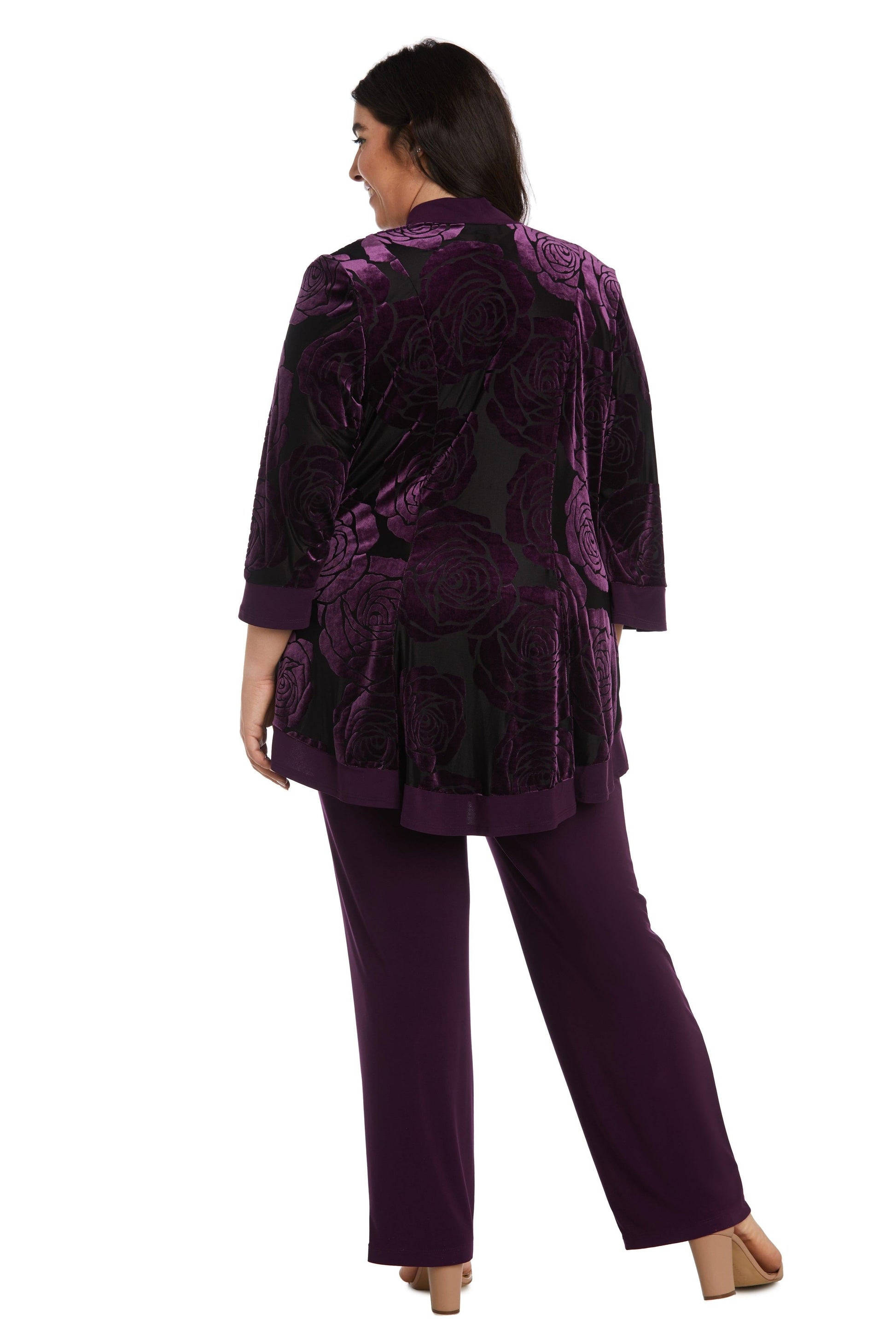 R&M Richards 9017W Formal Plus Size Black Pant Suit