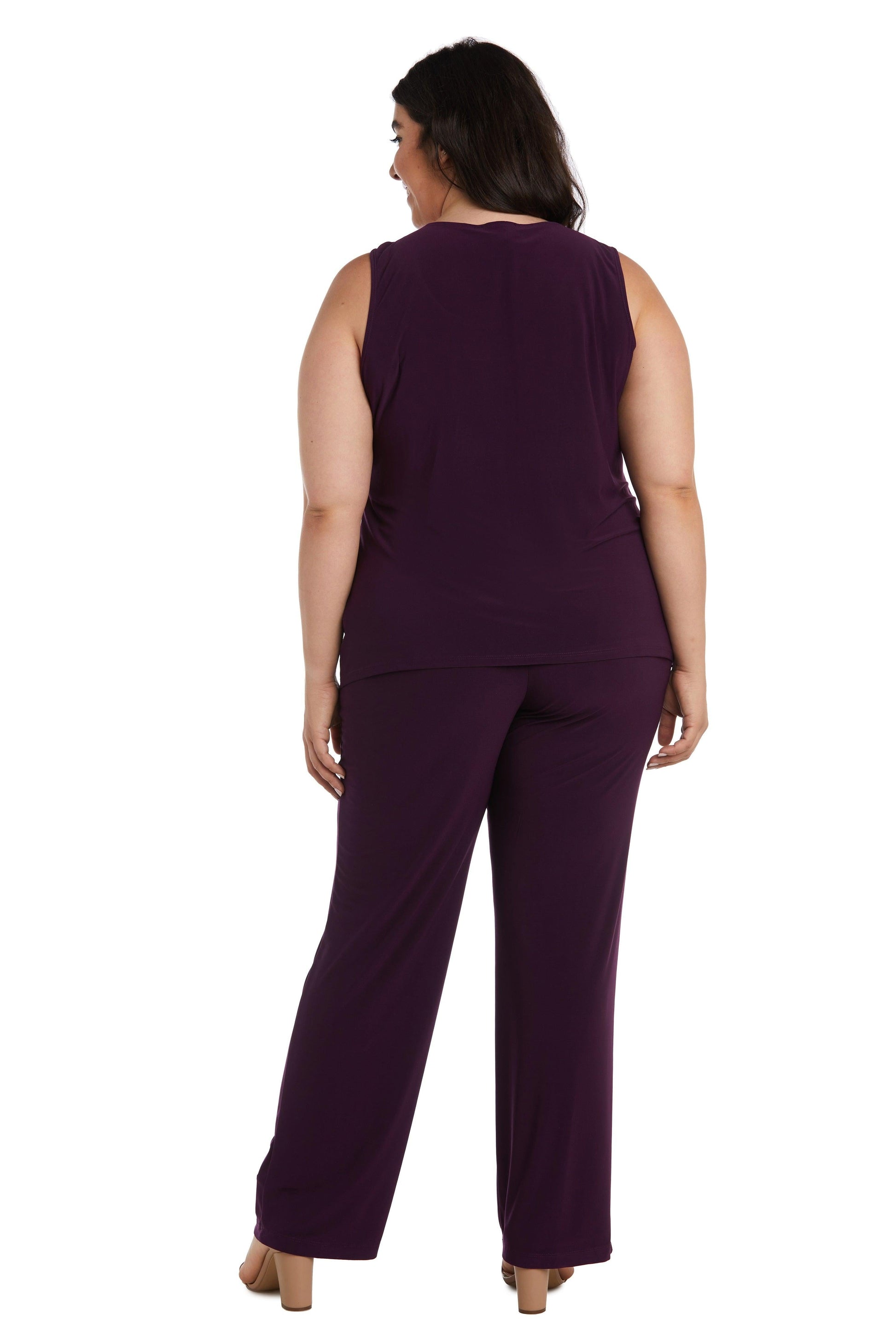R&M Richards 9017W Formal Plus Size Black Pant Suit