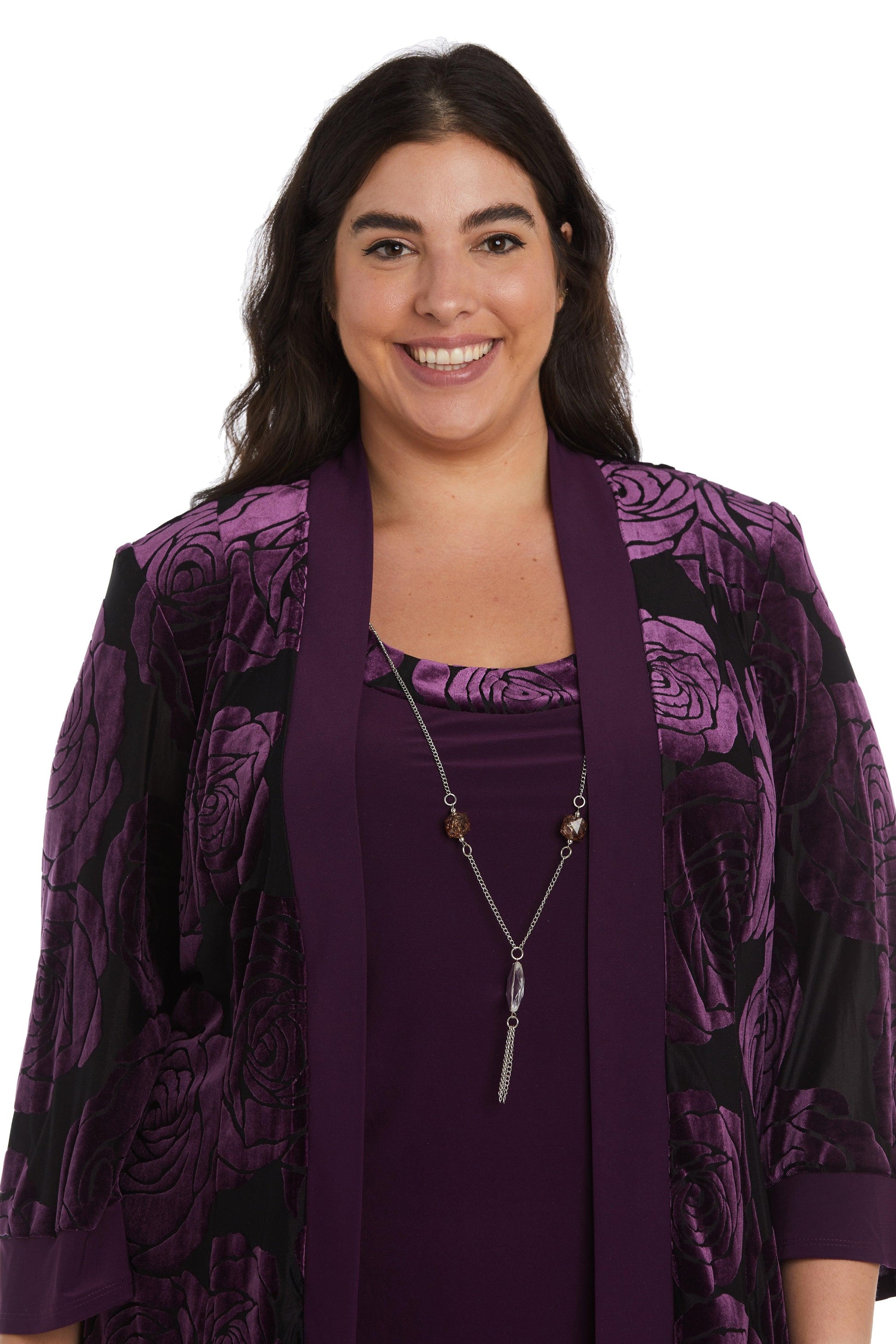 R&M Richards 9017W Formal Plus Size Black Pant Suit