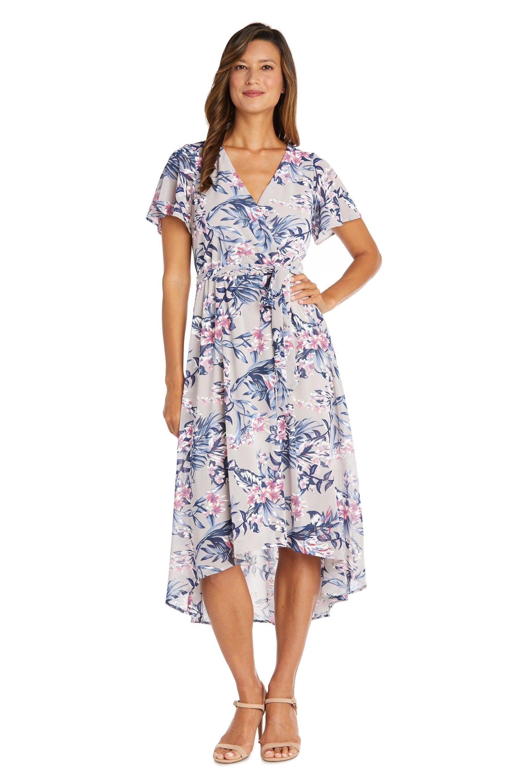 R&M Richards High Low Floral Petite Dress 9400P - The Dress Outlet