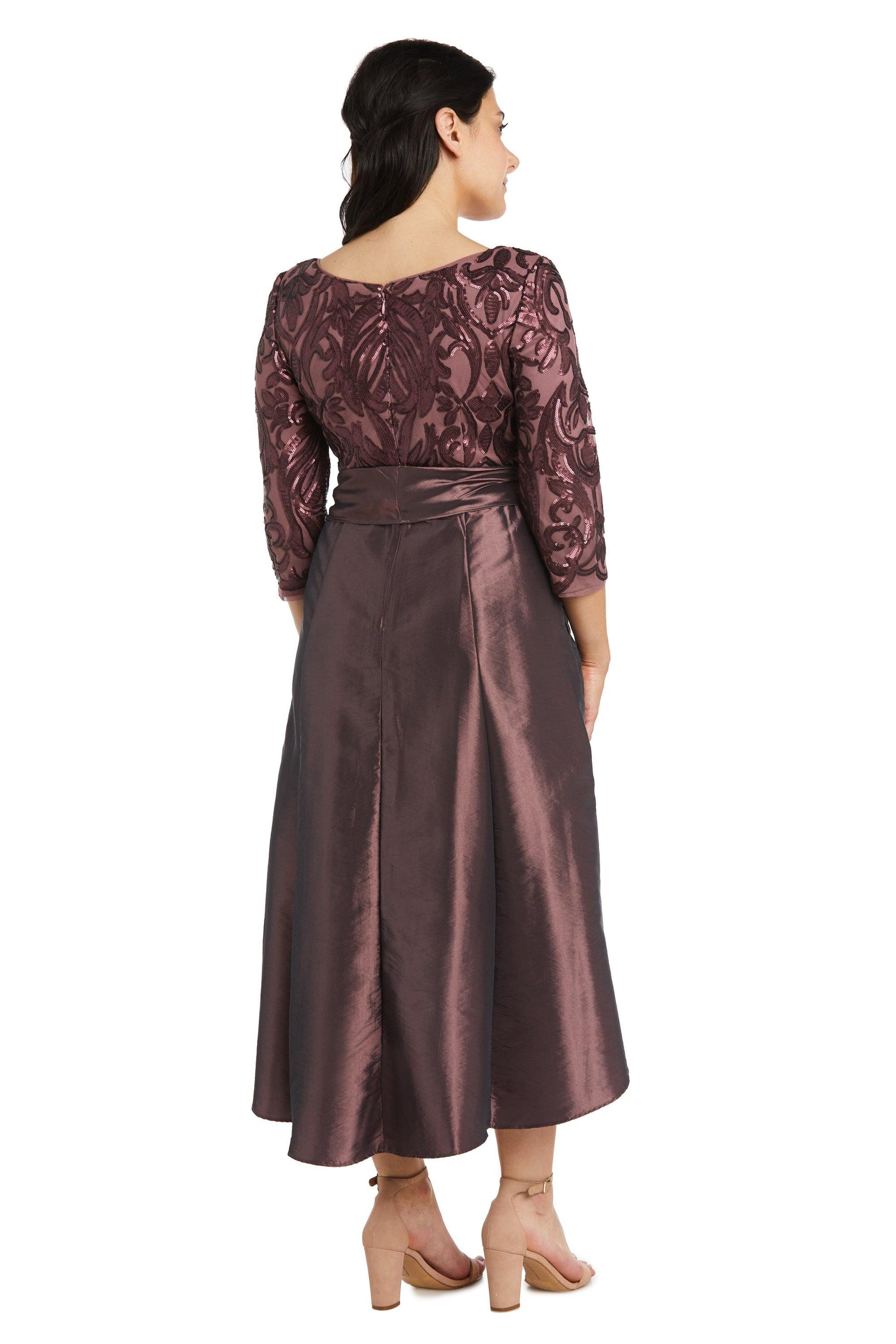 R&M Richards 7406P High Low Long Sleeve Petite Dress