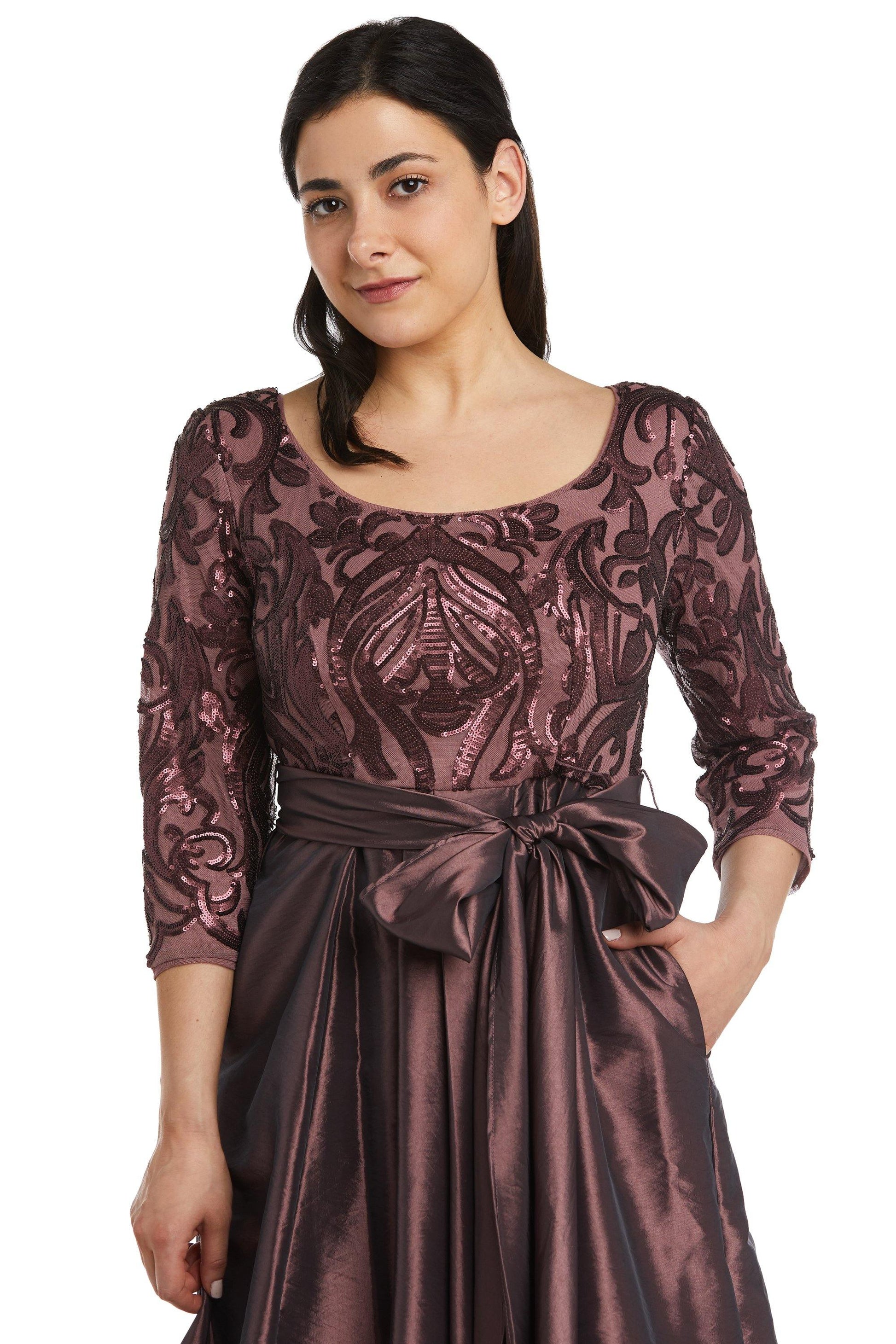 R&M Richards 7406P High Low Long Sleeve Petite Dress