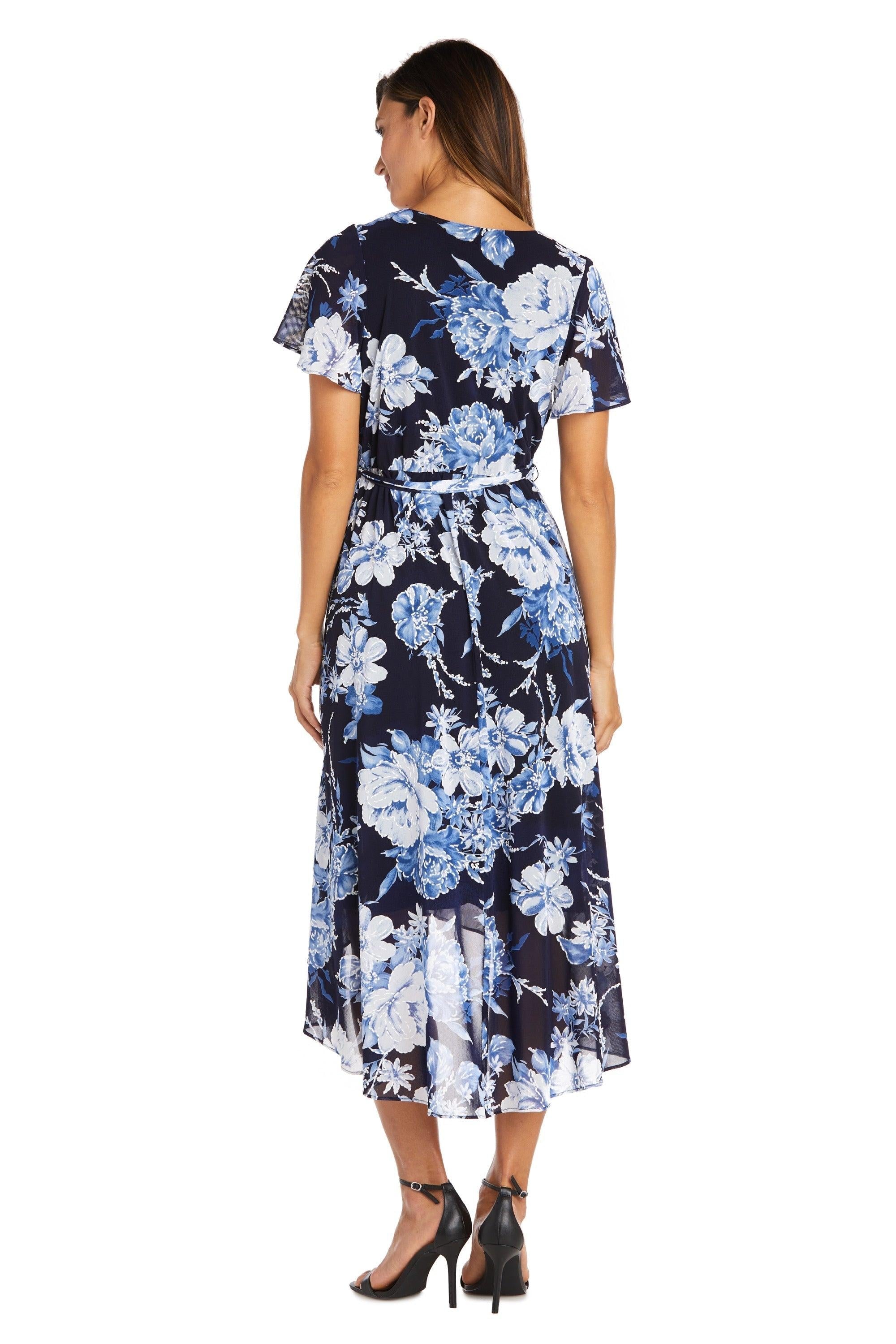 R&M Richards High Low Print Short Sleeve Dress 9410 - The Dress Outlet