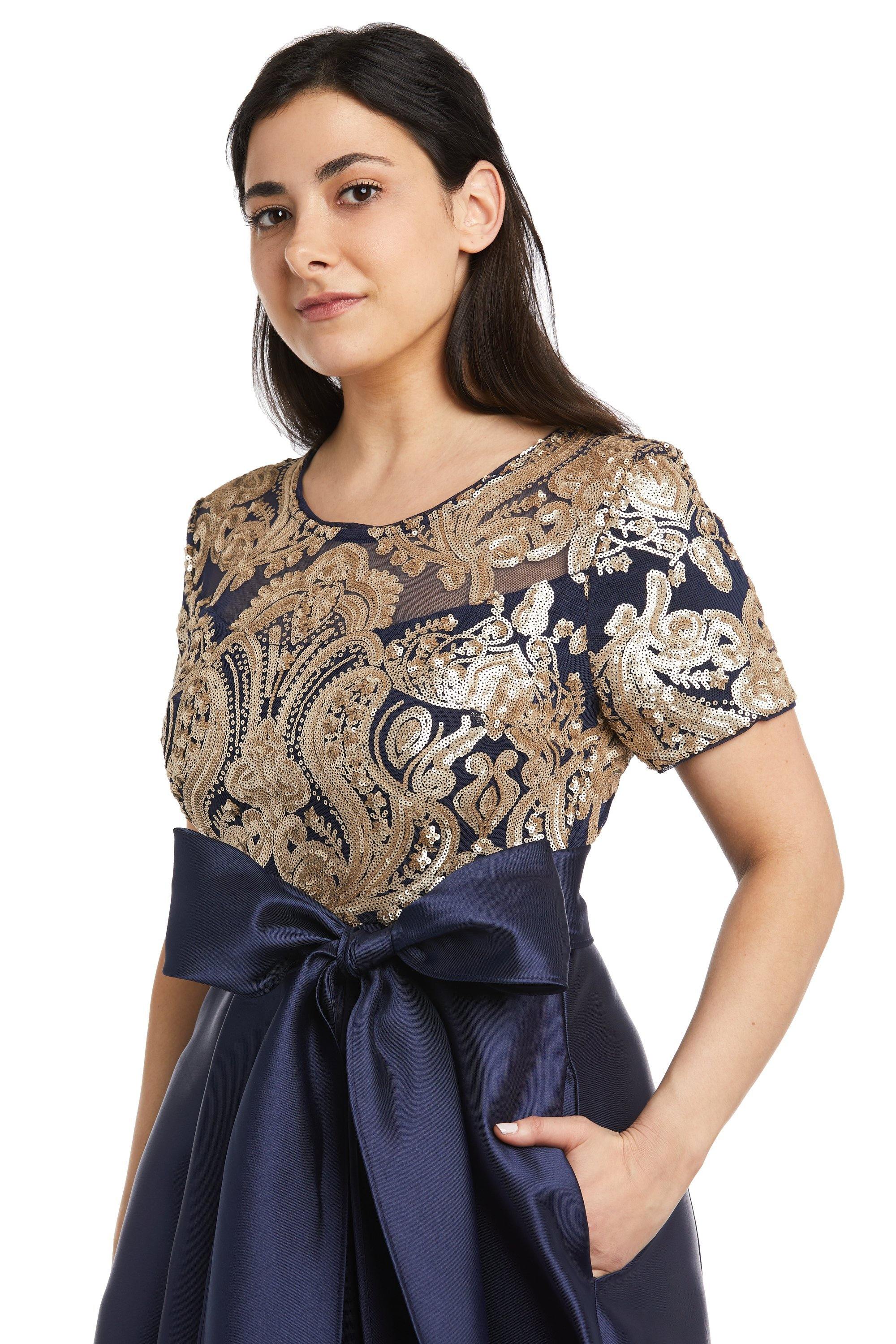 R&M Richards High Low Sequins Petite Dress 5492P - The Dress Outlet