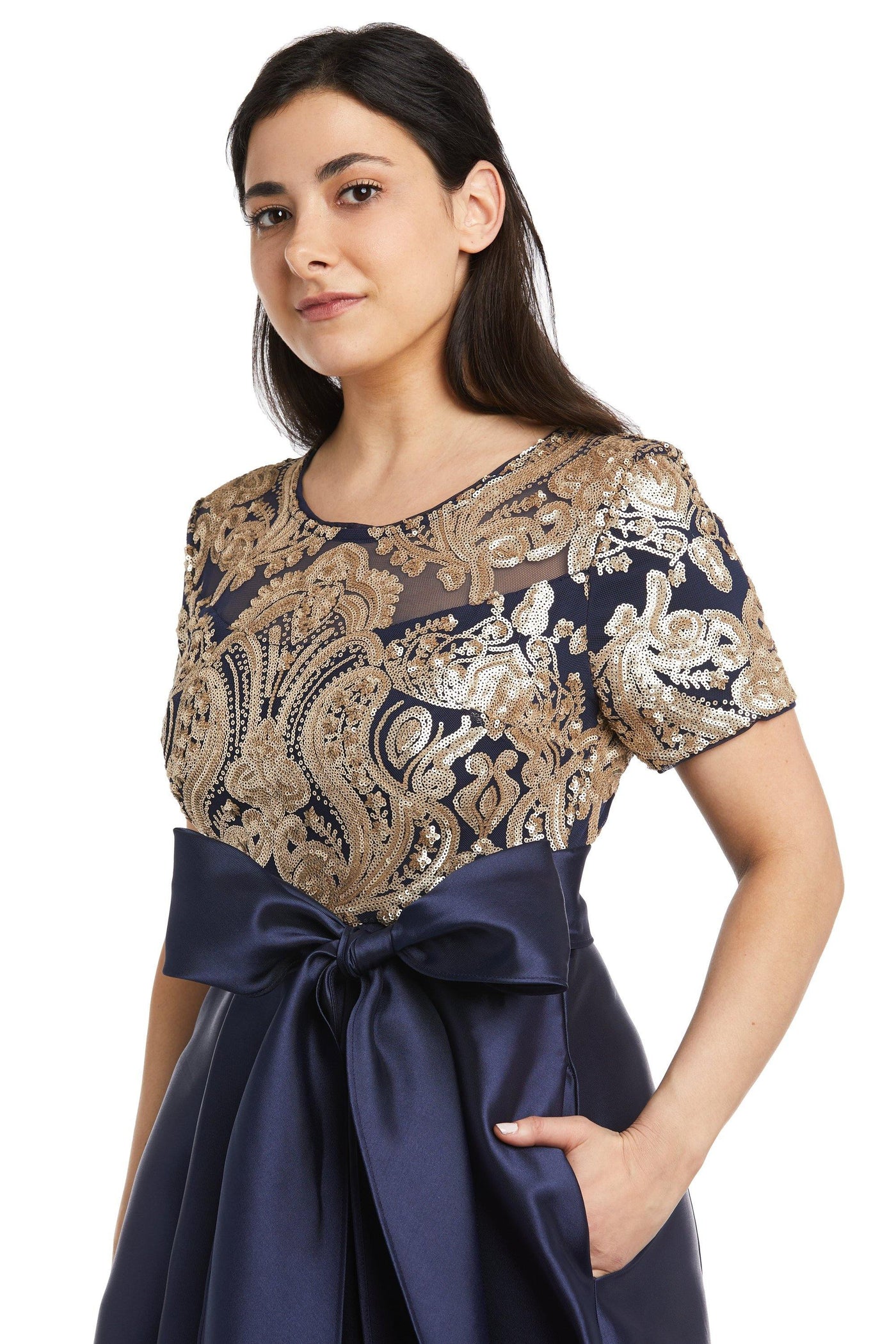 R&M Richards High Low Sequins Petite Dress 5492P - The Dress Outlet