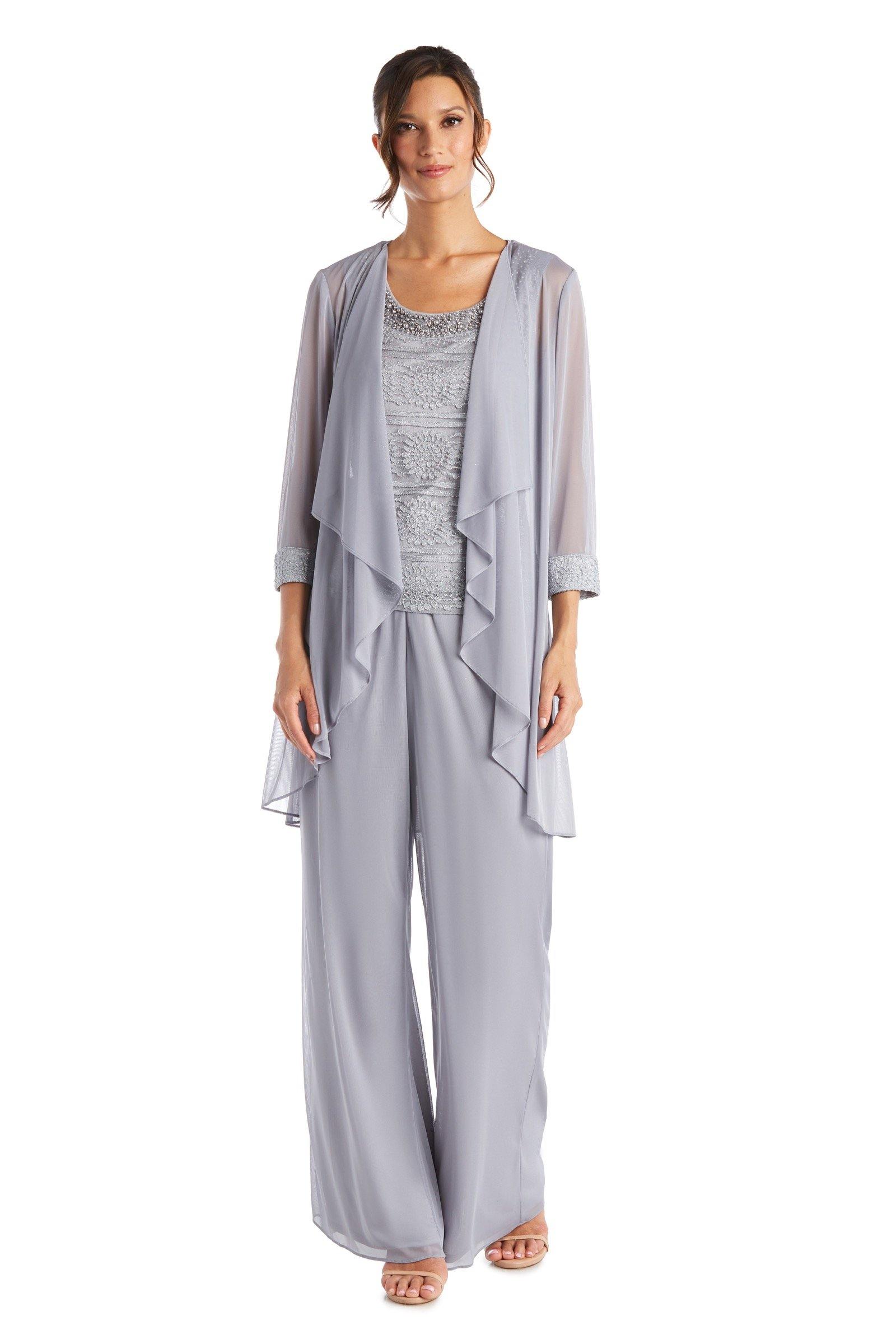 Silver R M Richards 7008 Long Formal Beaded Pant Suit for 79.99 The Dress Outlet