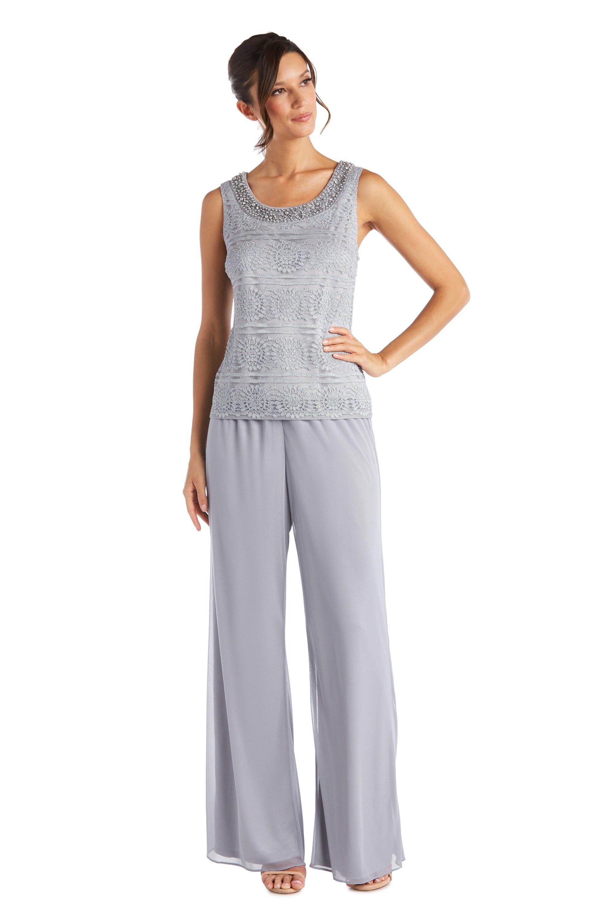 R&M Richards Long Formal Beaded Pant Suit 7008 - The Dress Outlet