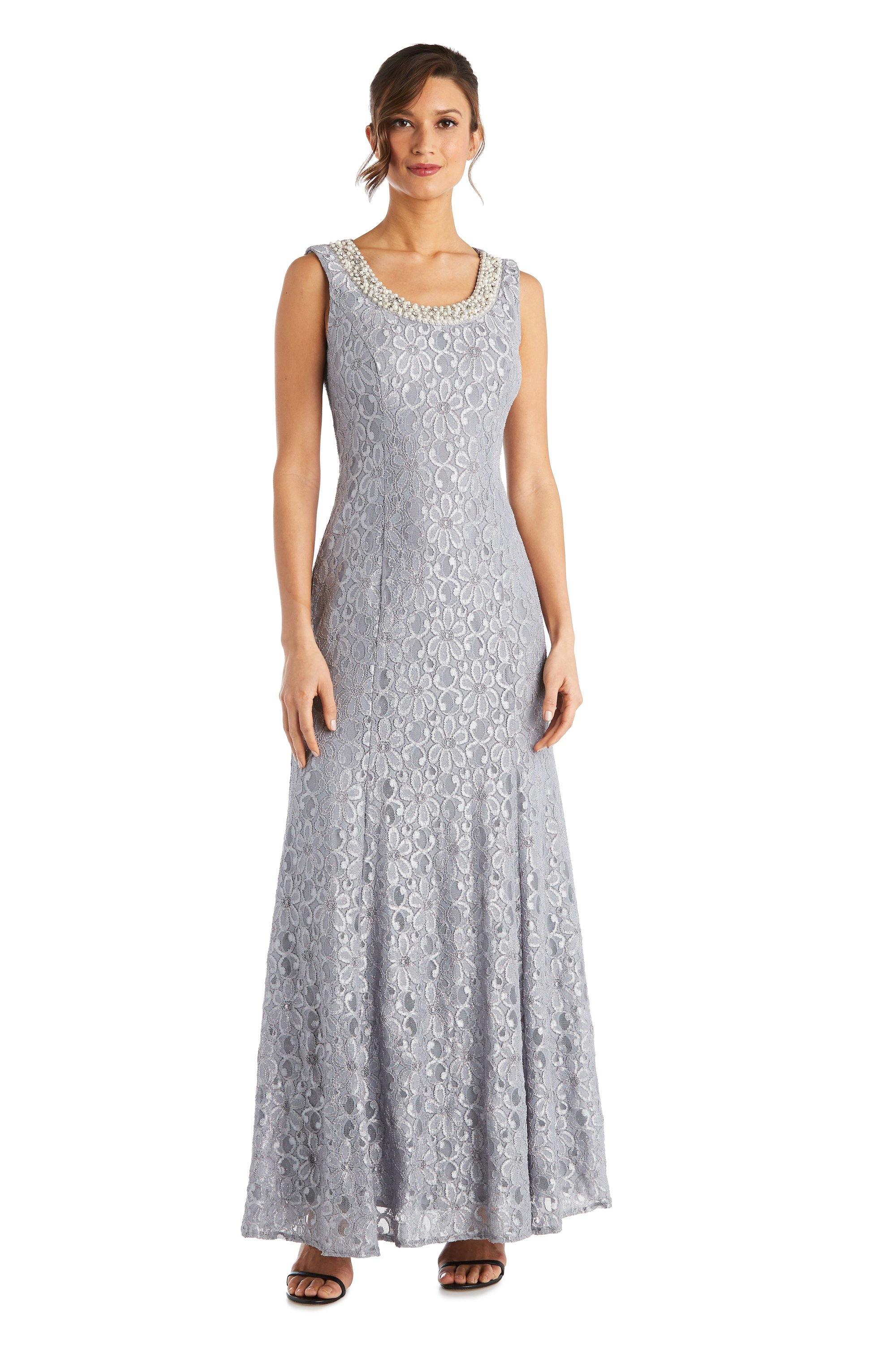 R&M Richards Long Formal Beaded Petite Dress 2382P - The Dress Outlet